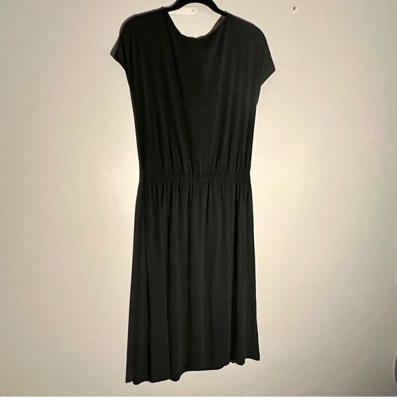 Banana Republic NWT Black Dolman Sleeve Cowl Neck Midi Modal Dress size S - Picture 3 of 10